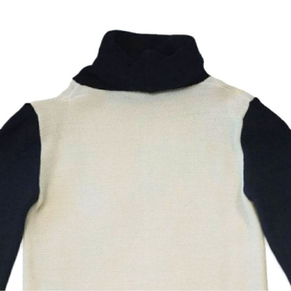 Vintage 60s Christian Dior London Colorblock Turtleneck Sweater in Cream/Black - Picture 9 of 16